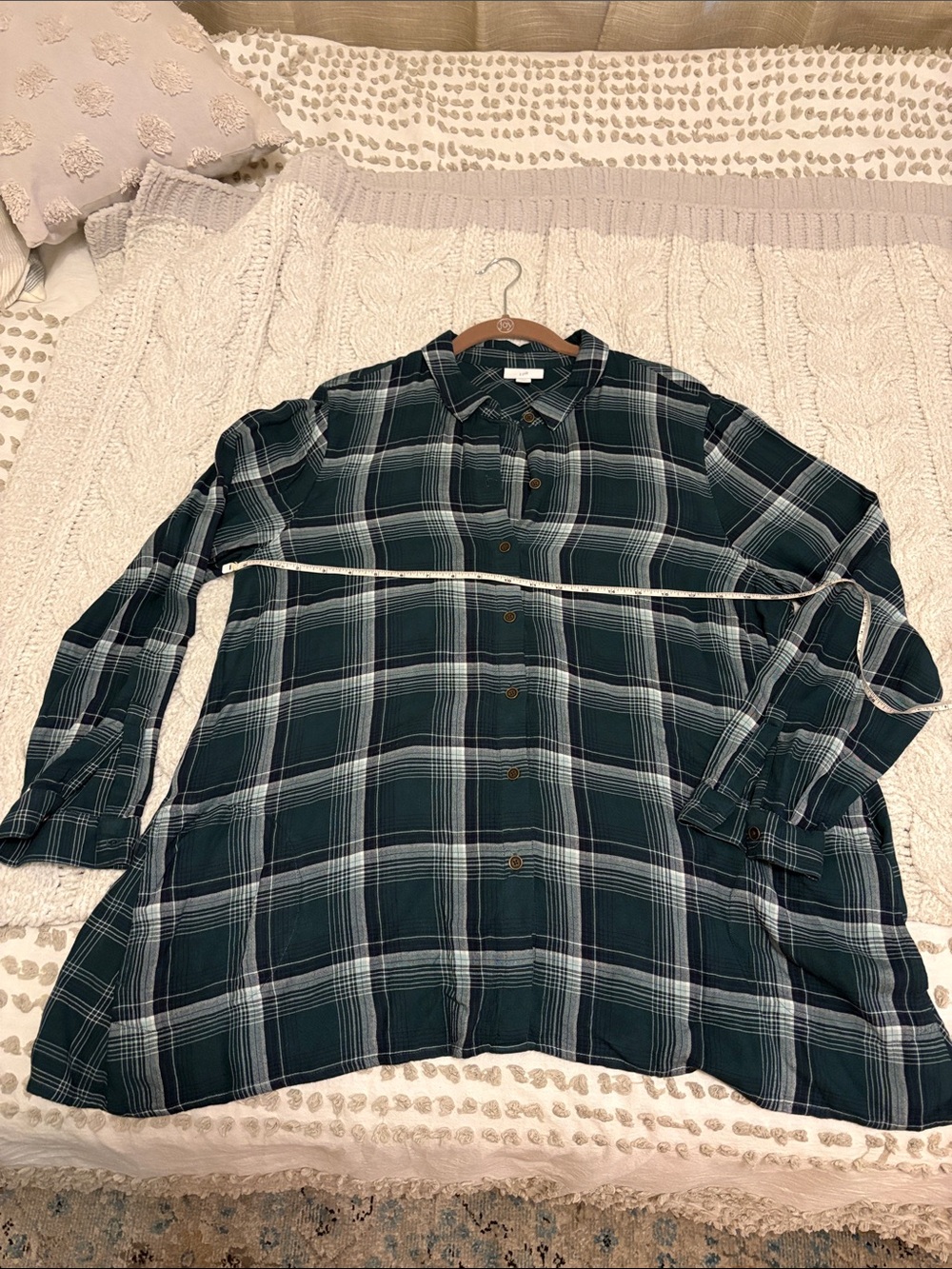 Plaid Button-Down Shirt - Green/White - Unbranded